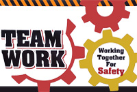 Team Work - Working together for safety gears icon