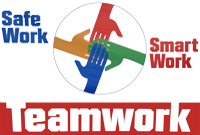 Safe Work - Smart Work - Teamwork hands all in icon
